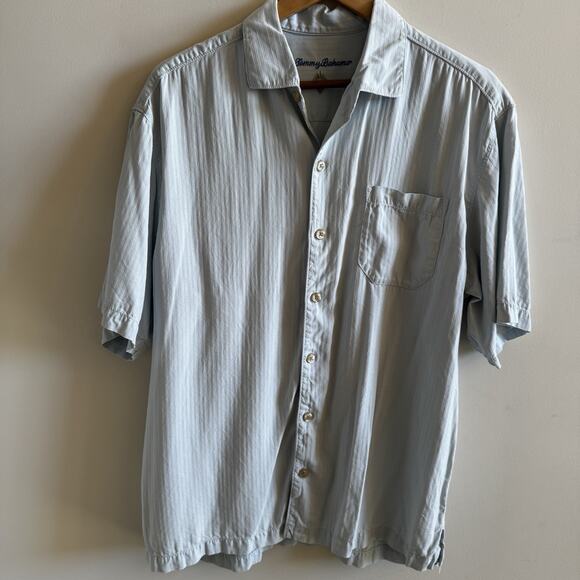 Tommy Bahama Men's L 100% Silk Camp Shirt Button Up Short Sleeve Pocket Relaxed - Picture 4 of 15